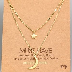 🆕 Gold Two Layer Moon Star Necklace MUST HAVE